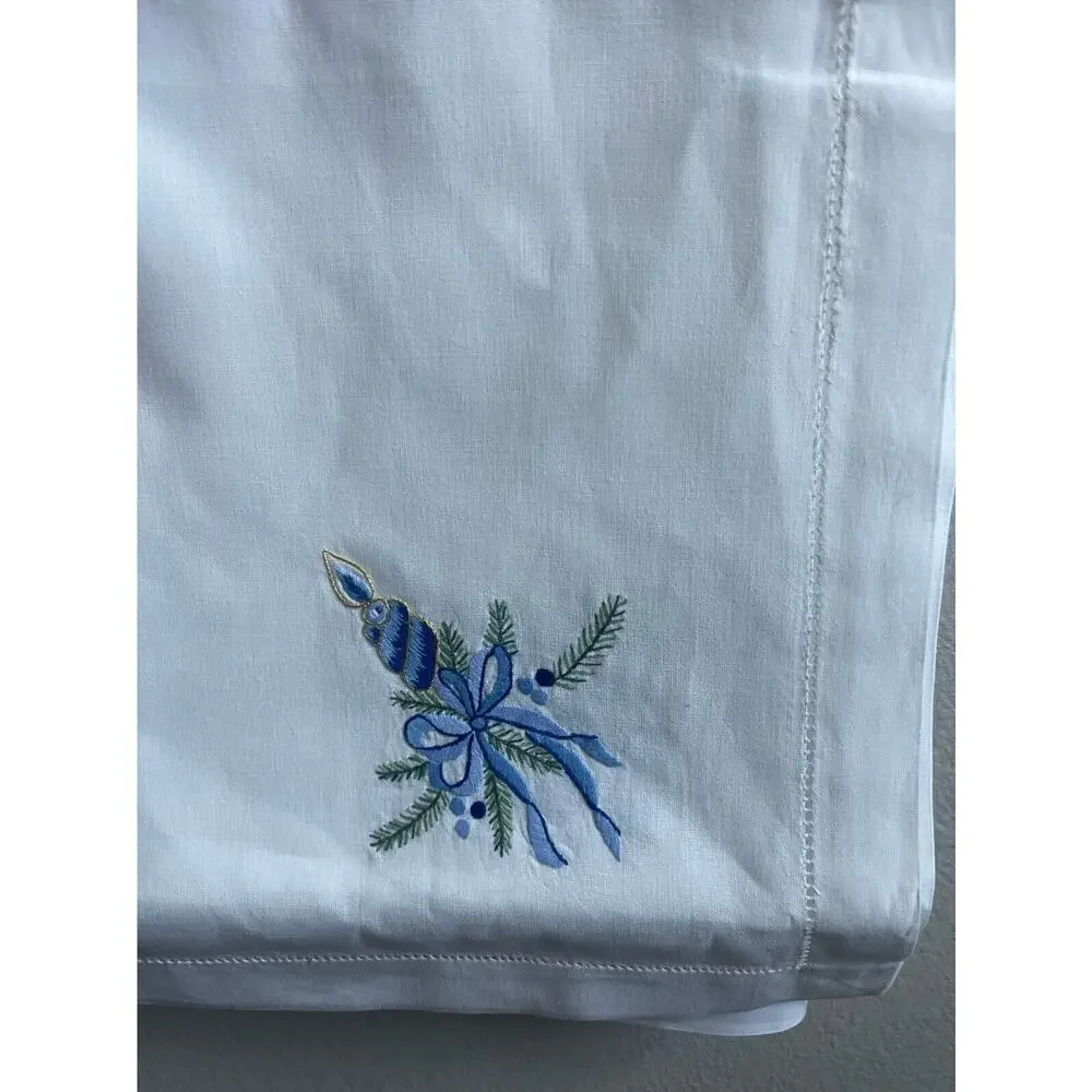 Hand Embroidered Table Cloth & 12 Napkins Vintage 100